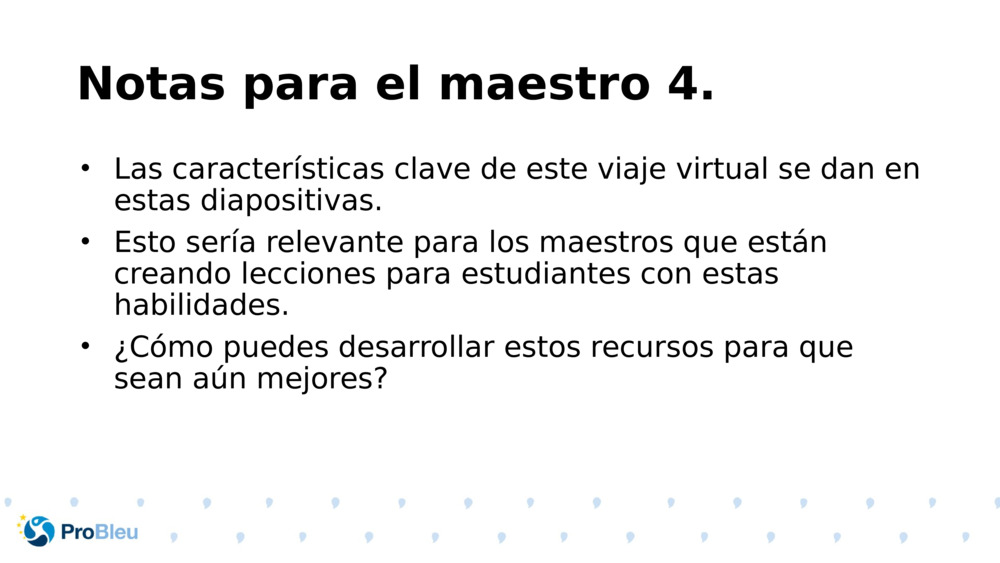 Notas para el maestro 4.