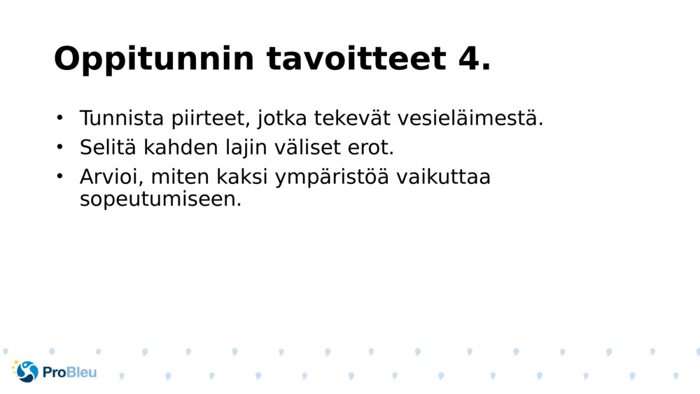 Oppitunnin tavoitteet 4.