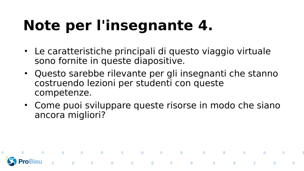 Note per l'insegnante 4.