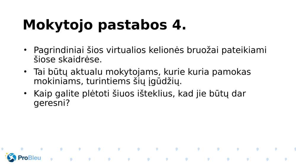 Mokytojo pastabos 4.