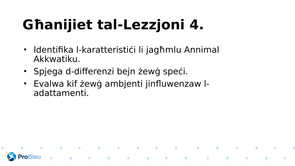 Għanijiet tal-Lezzjoni 4.