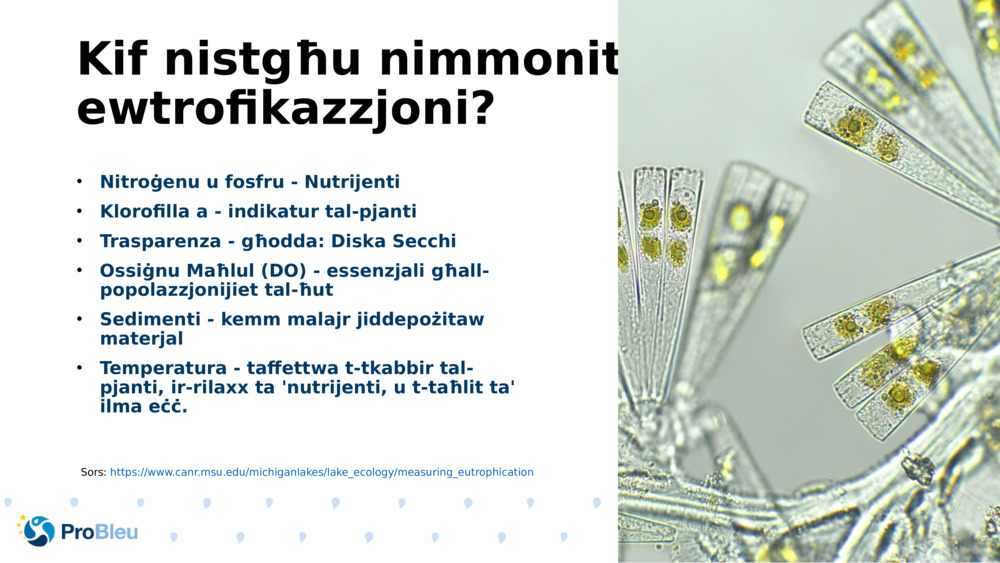 Kif nistgħu nimmonitorjaw l-ewtrofikazzjoni?