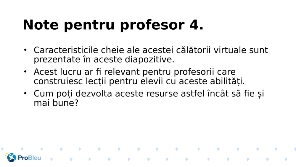 Note pentru profesor 4.