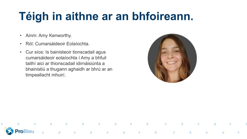 Ainm: Amy Kenworthy.