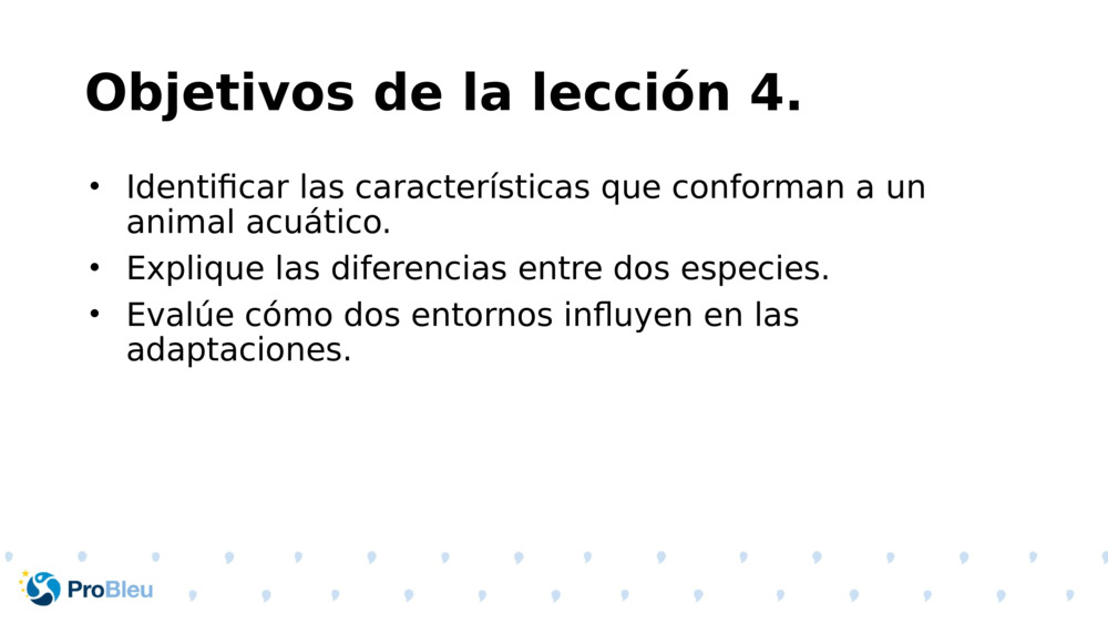 Objetivos de la lección 4.