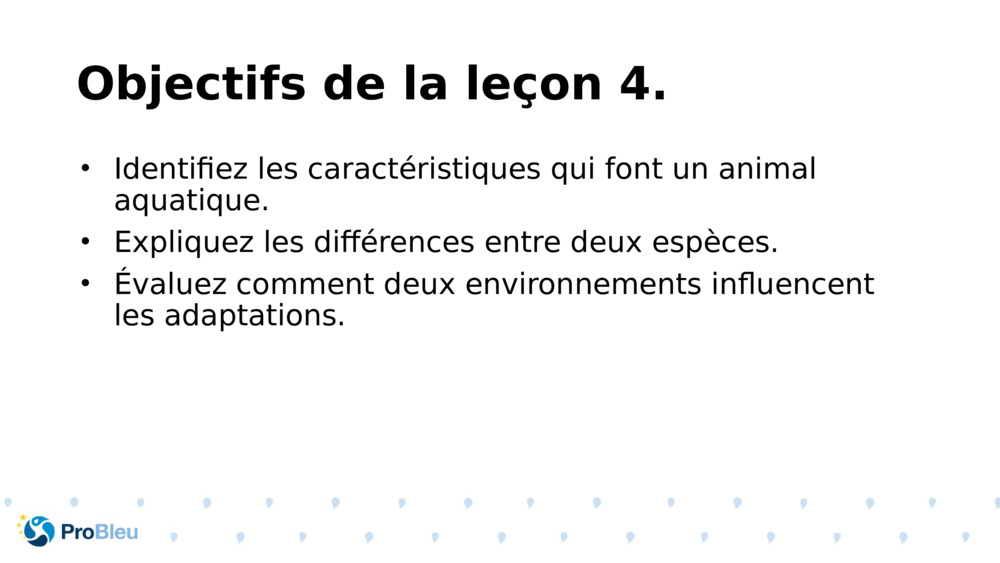 Objectifs de la leçon 4.
