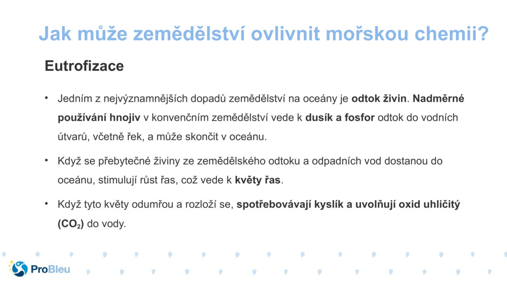 Jak může zemědělství ovlivnit mořskou chemii?