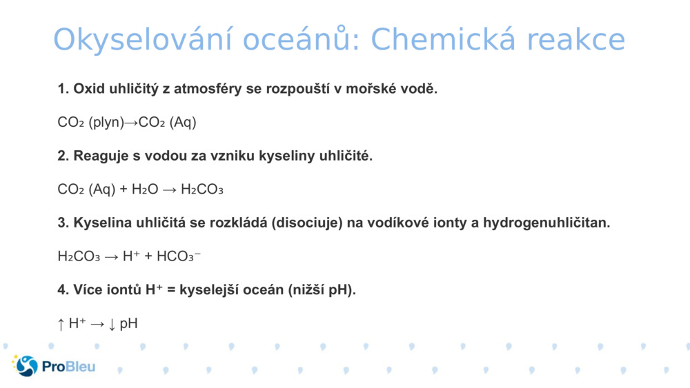 Okyselování oceánů: Chemická reakce