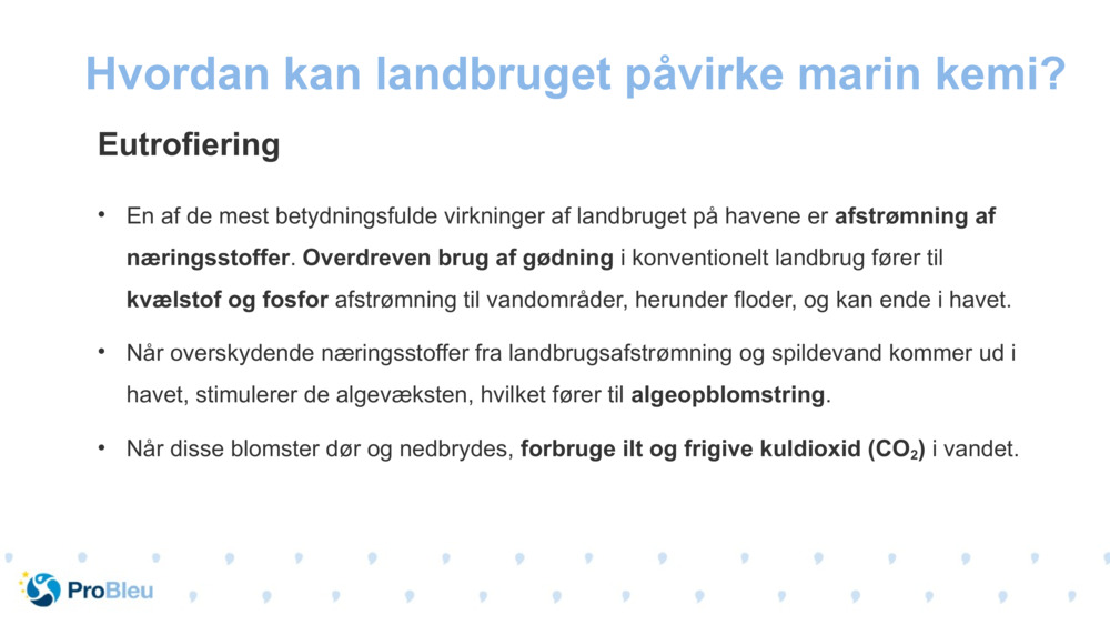 Hvordan kan landbruget påvirke marin kemi?