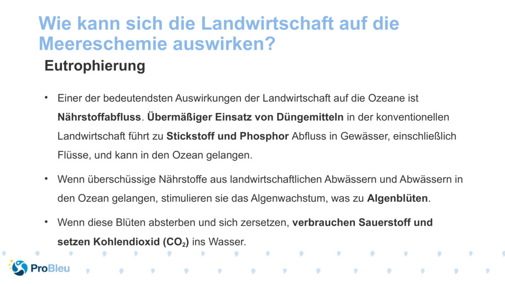 Wie kann sich die Landwirtschaft auf die Meereschemie auswirken?
