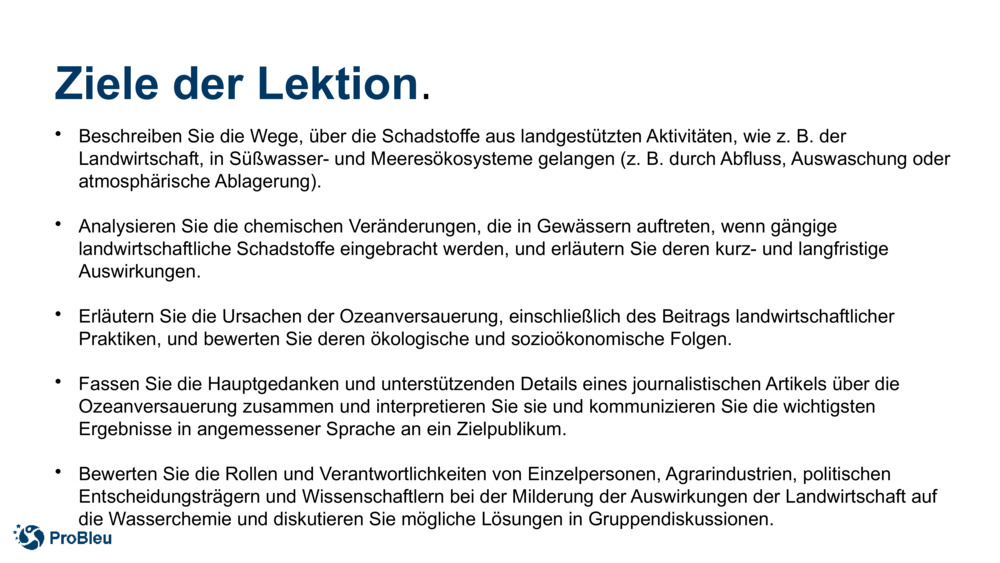 Ziele der Lektion