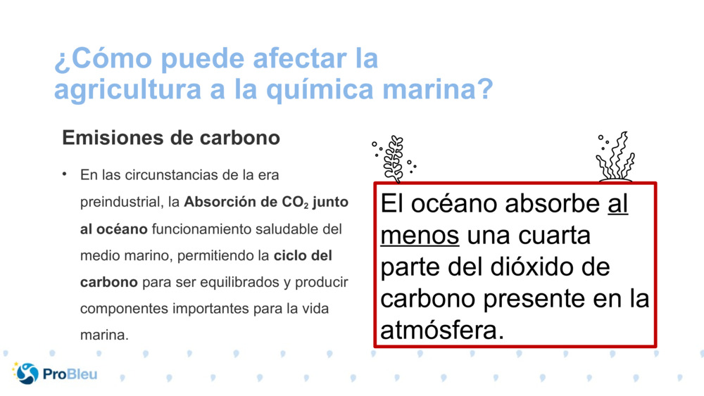 ¿Cómo puede afectar la agricultura a la química marina?