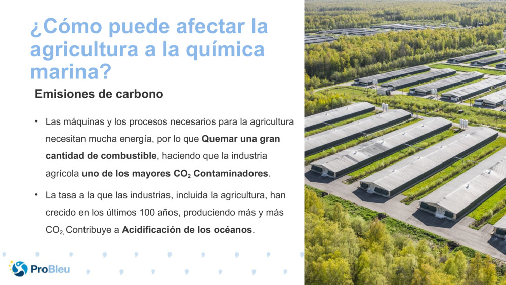 ¿Cómo puede afectar la agricultura a la química marina?