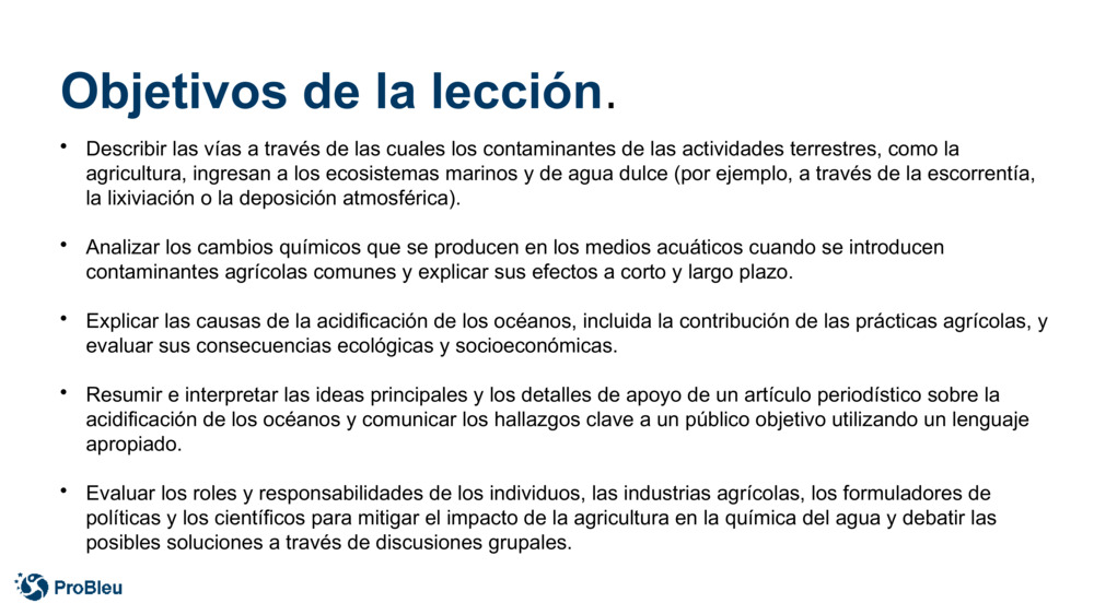 Objetivos de la lección