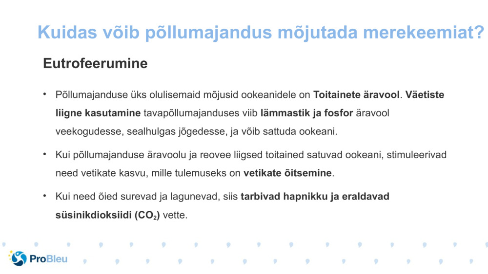 Kuidas võib põllumajandus mõjutada merekeemiat?