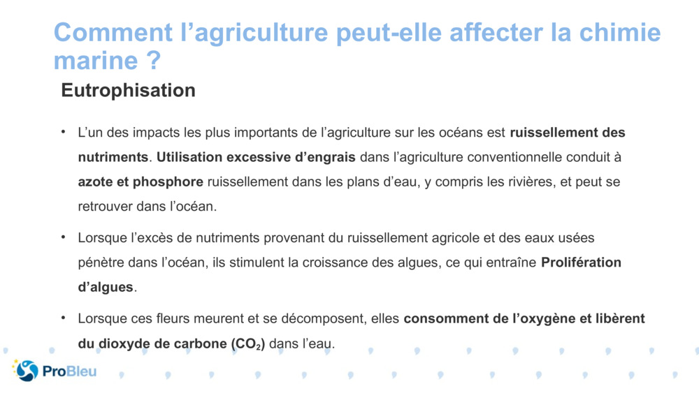 Comment l’agriculture peut-elle affecter la chimie marine ?