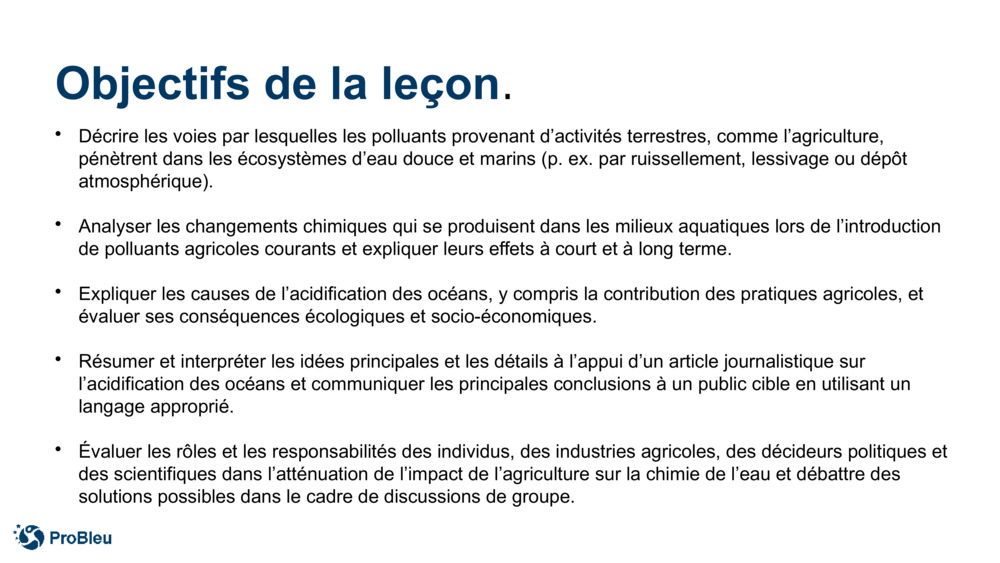 Objectifs de la leçon
