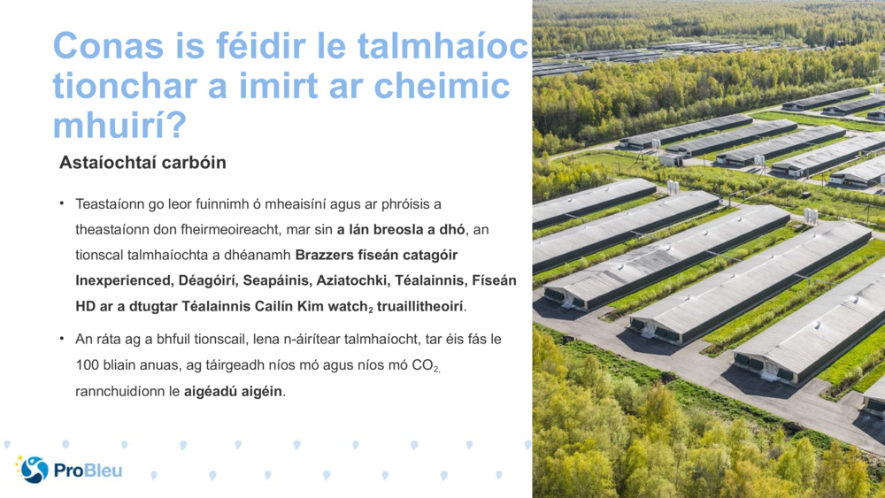 Conas is féidir le talmhaíocht tionchar a imirt ar cheimic mhuirí?