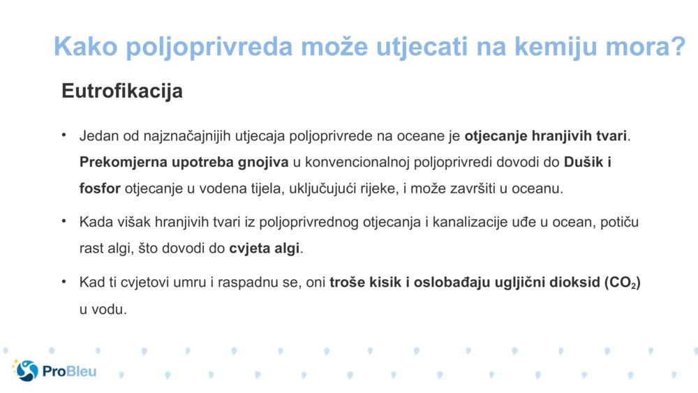 Kako poljoprivreda može utjecati na kemiju mora?