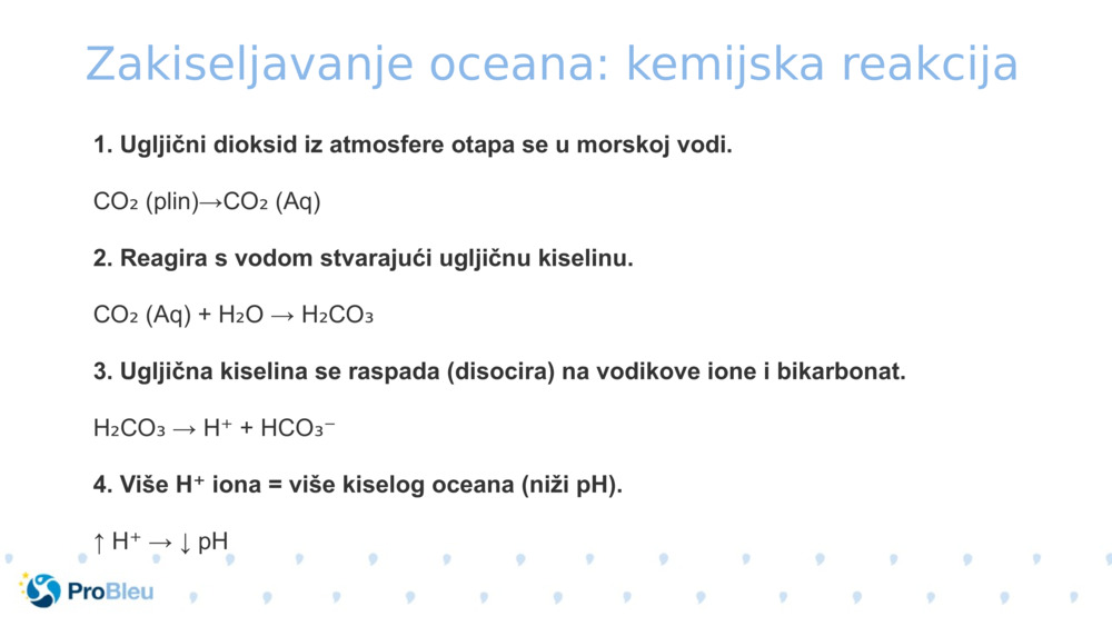Zakiseljavanje oceana: kemijska reakcija