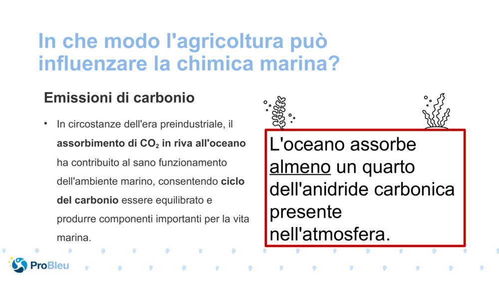 In che modo l'agricoltura può influenzare la chimica marina?