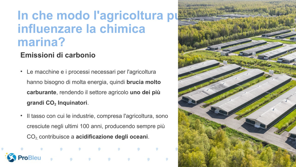 In che modo l'agricoltura può influenzare la chimica marina?