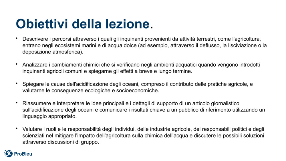 Obiettivi della lezione