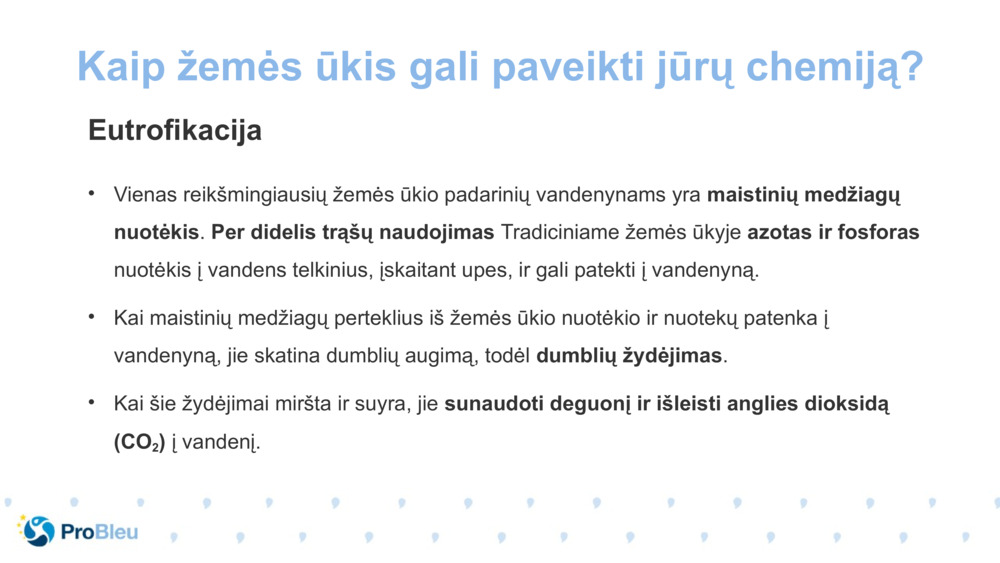 Kaip žemės ūkis gali paveikti jūrų chemiją?