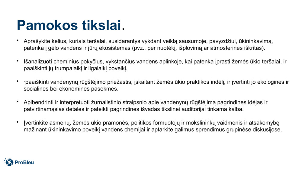 Pamokos tikslai