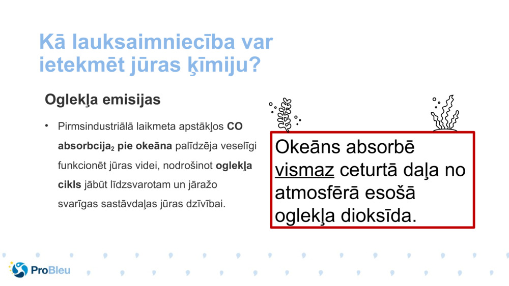 Kā lauksaimniecība var ietekmēt jūras ķīmiju?