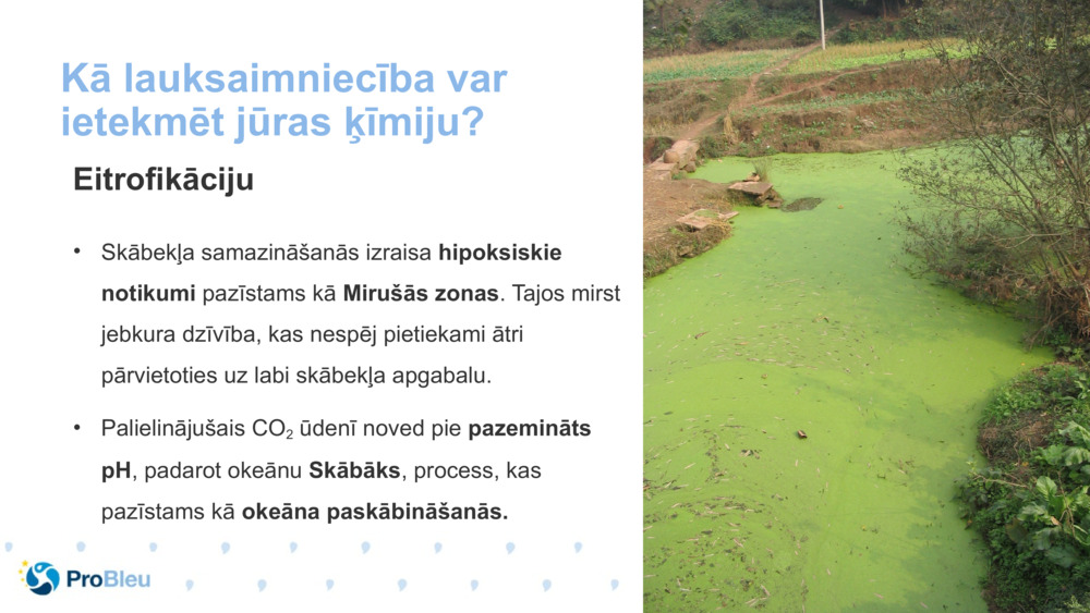 Kā lauksaimniecība var ietekmēt jūras ķīmiju?