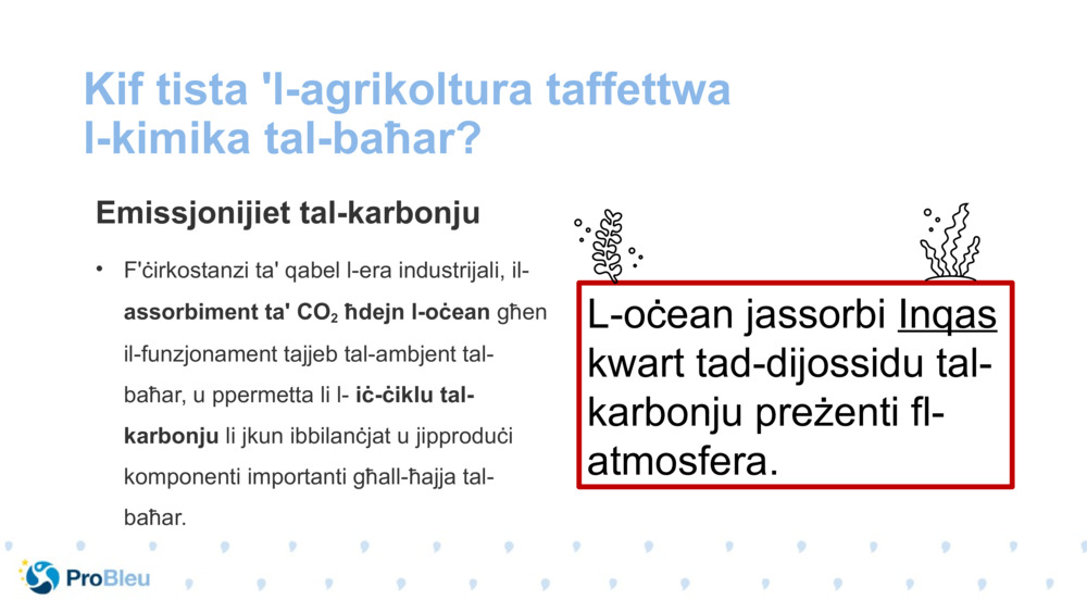 Kif tista 'l-agrikoltura taffettwa l-kimika tal-baħar?