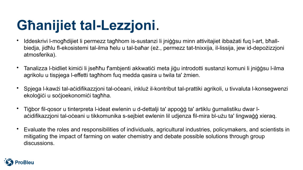 Għanijiet tal-Lezzjoni
