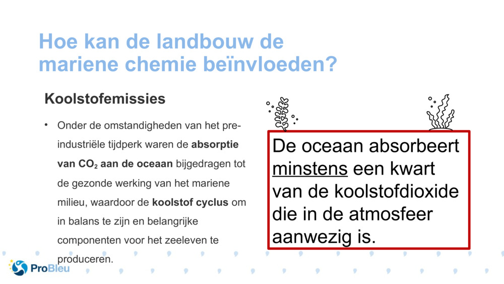 Hoe kan de landbouw de mariene chemie beïnvloeden?