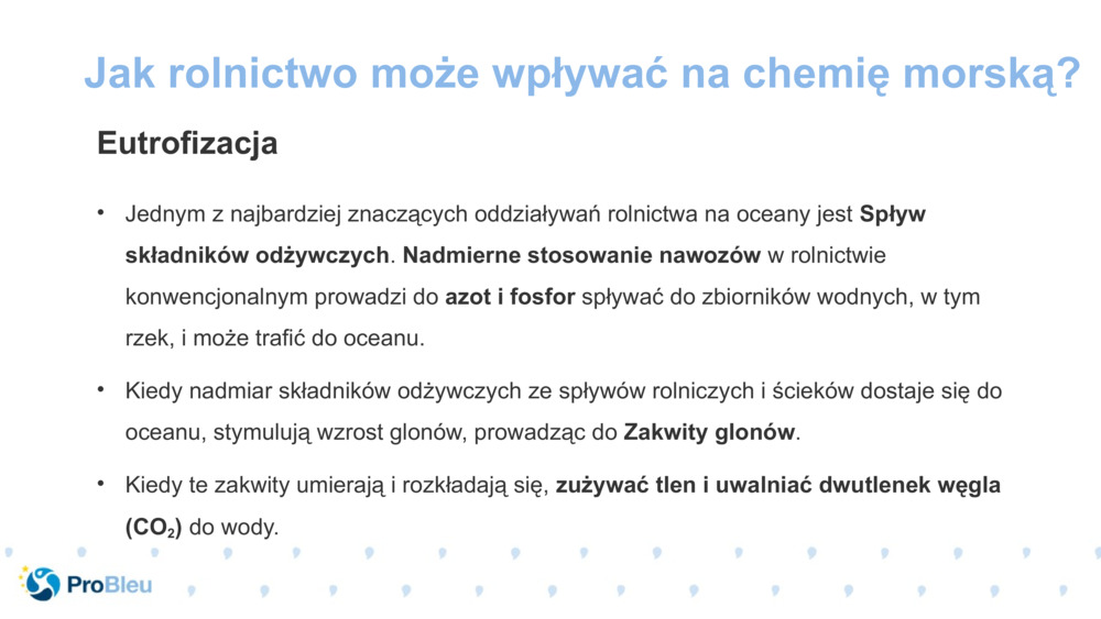 Jak rolnictwo może wpływać na chemię morską?