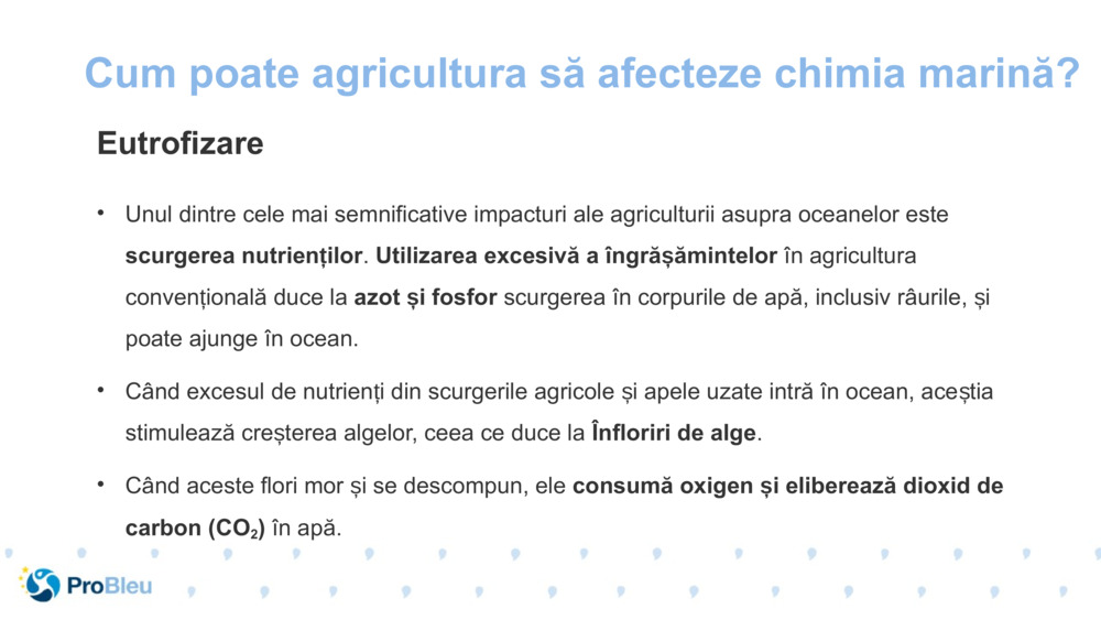 Cum poate agricultura să afecteze chimia marină?