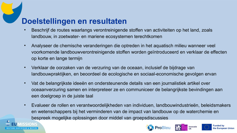 Doelstellingen en resultaten