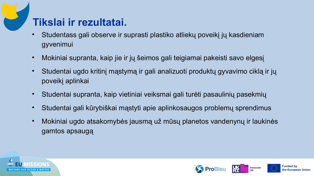 Tikslai ir rezultatai