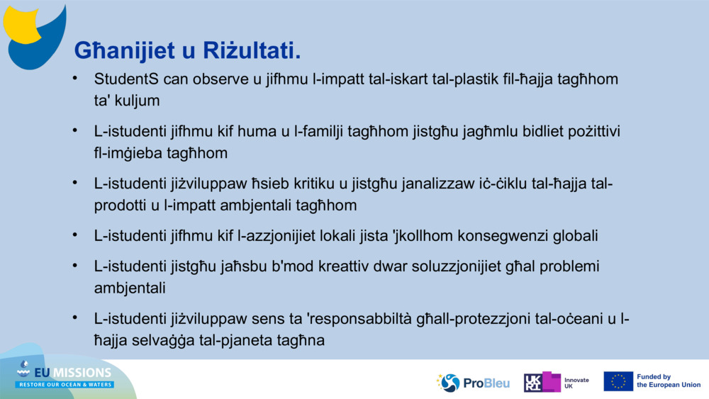 Għanijiet u Riżultati