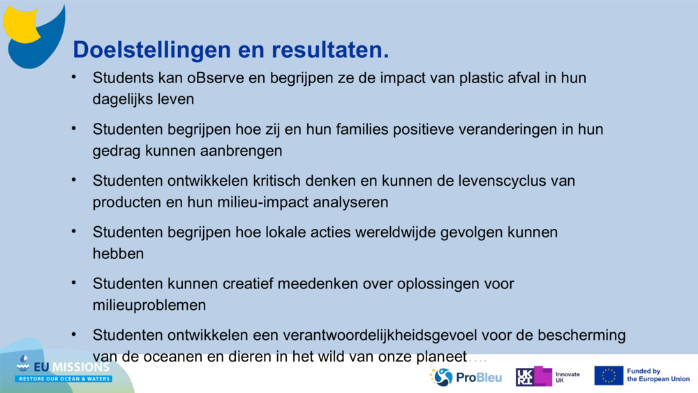 Doelstellingen en resultaten