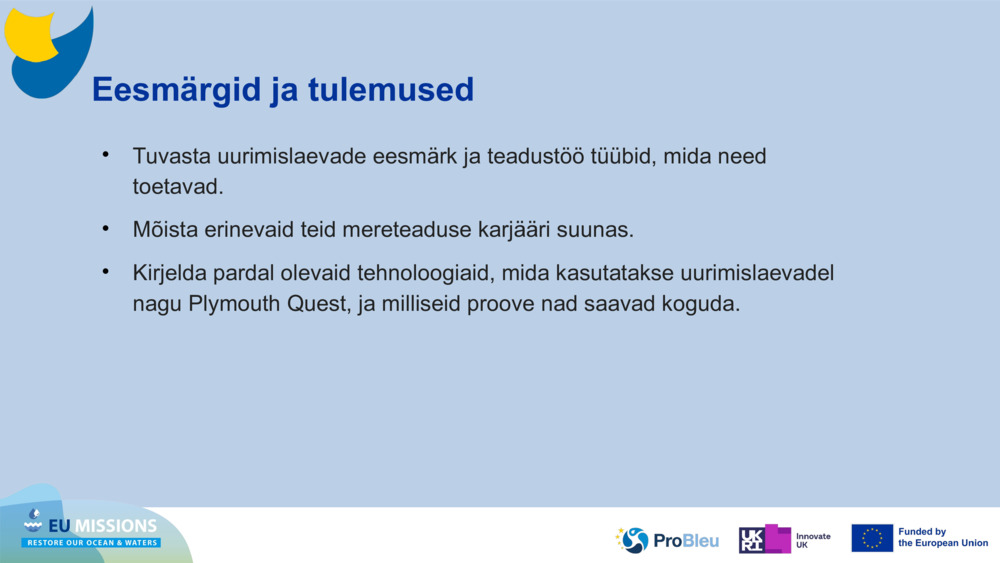 Eesmärgid ja tulemused