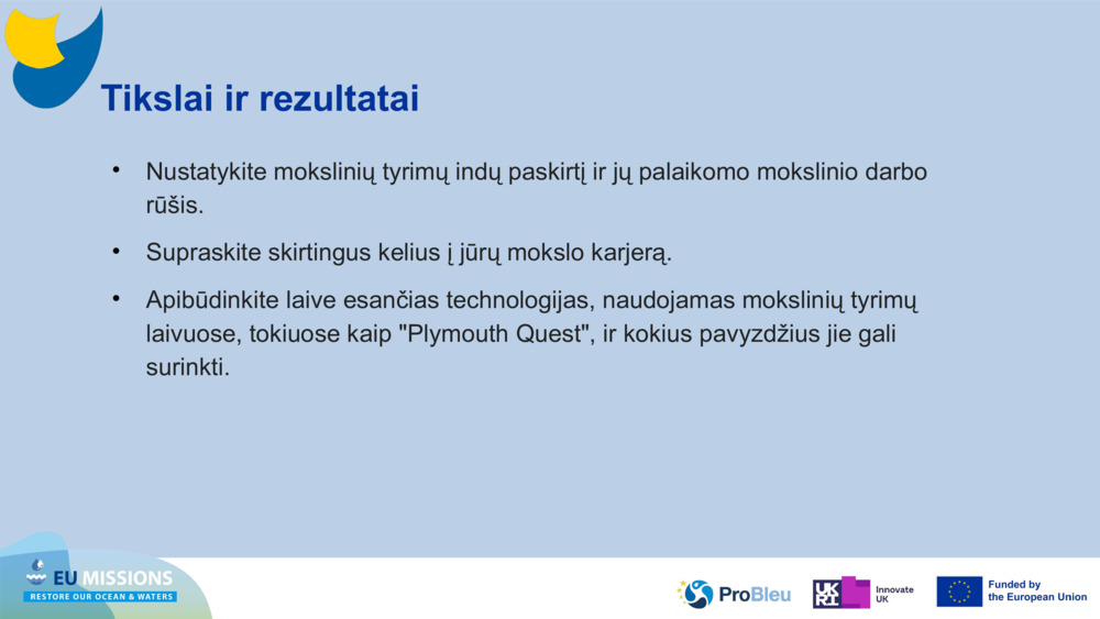 Tikslai ir rezultatai